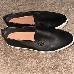 Halogen Black Leather Platform Slip on Sneakers. Size 9. Like new